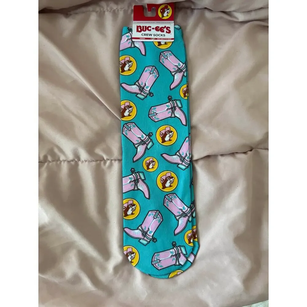 Buc-ee's Women's Socks – Yellow, Turquoise & Pink